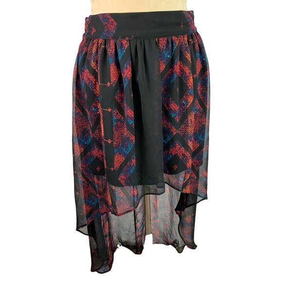 Medium ecote Urban Outfitters Chiffon Print High Low Skirt Pull On Elastic - Picture 1 of 8